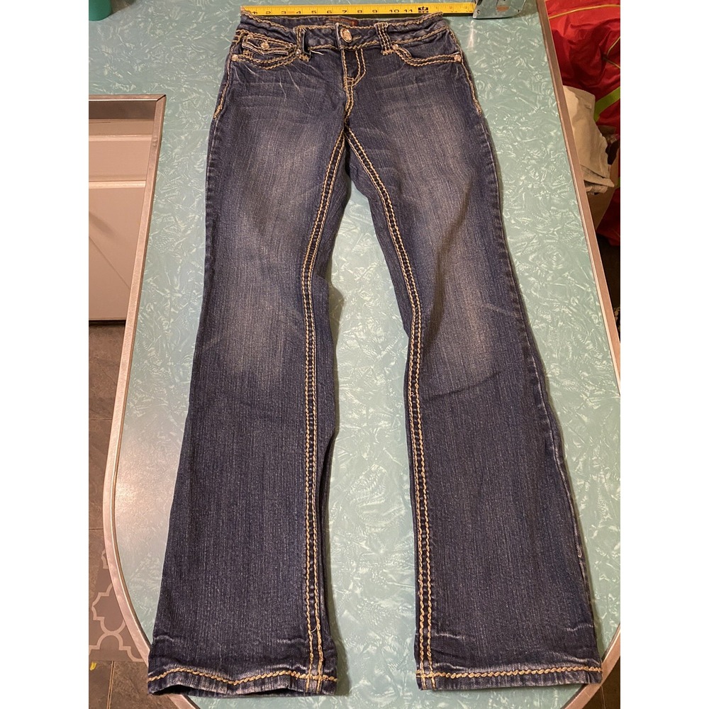 ZD Womens Dark Wash Jeans Size 5 Excellent Condition Cool Rhinestone Buttons